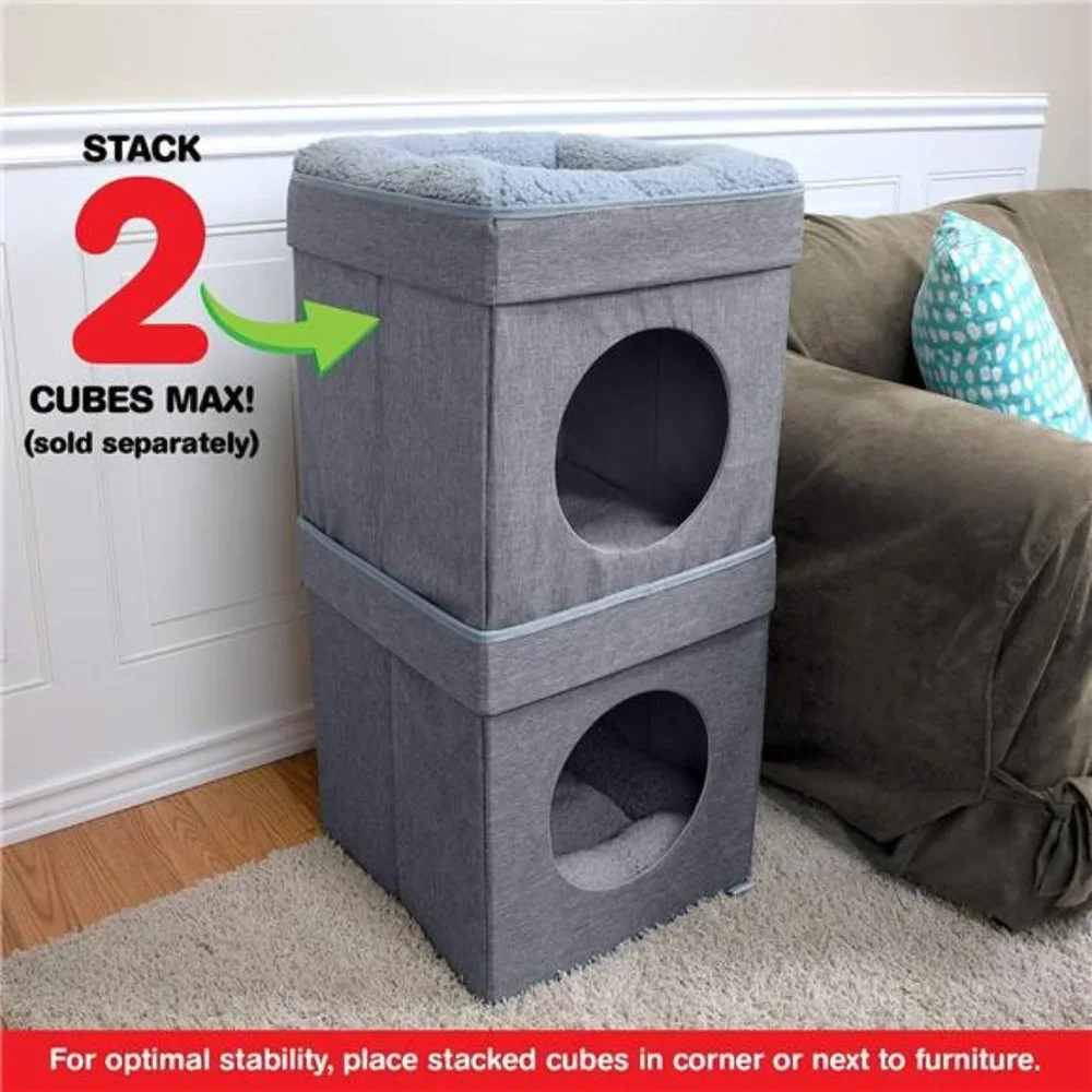 Large Cat Bed, Stackable Cat Cube, Indoor Cat House/Cat Condo, Cat Scratcher